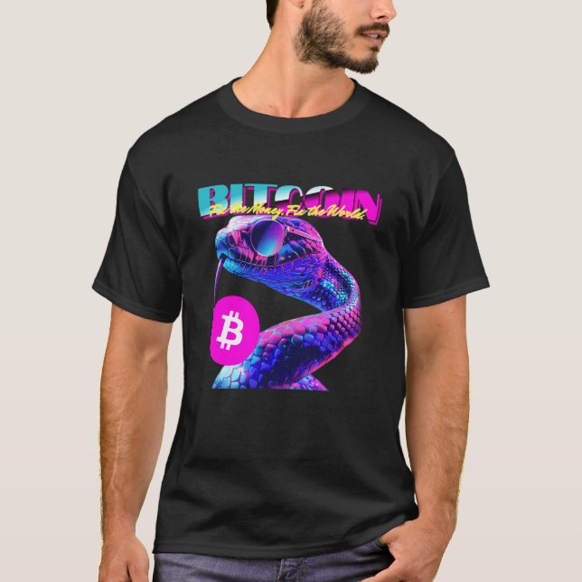Bitcoin Snake (Funny BTC Statement 80s Style Snake T-Shirt (Front)