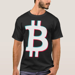 Bitcoin Social Media App blue pink glitch modern t T-Shirt