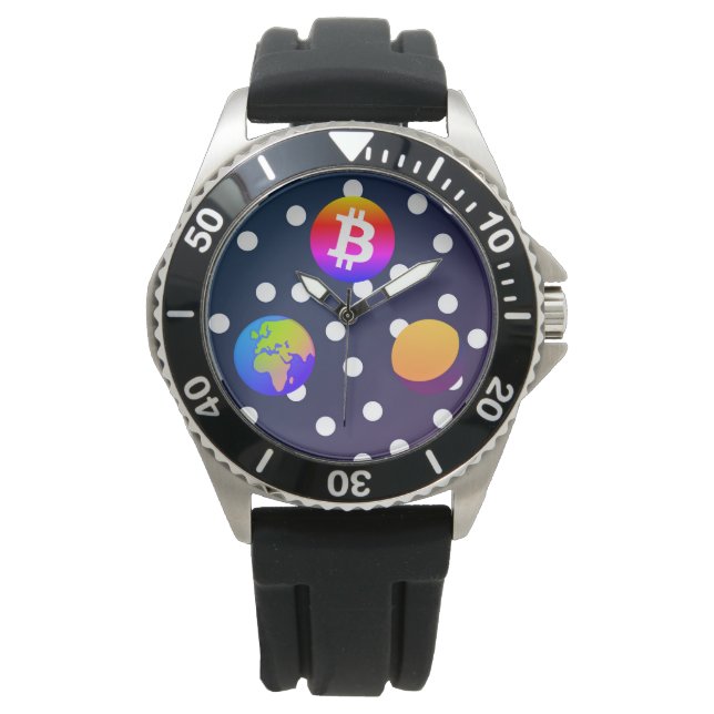 Bitcoin Solar Space Designer (Colourful) Watch (Front)