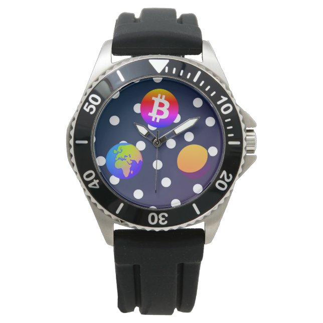 Bitcoin Solar Space Designer (Colourful) Watch (Front)