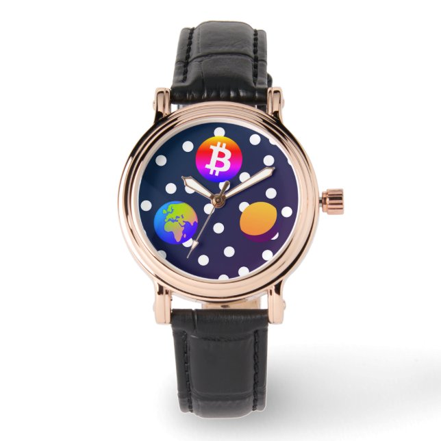 Bitcoin Solar Space Designer (Colourful) Watch (Front)