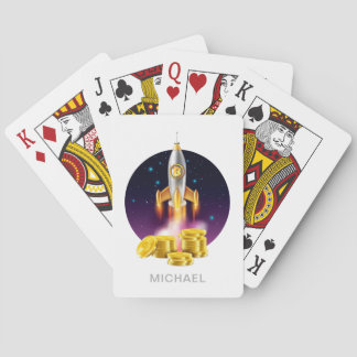 Bitcoin Space Rocket Crypto BTC Personalised Name Playing Cards
