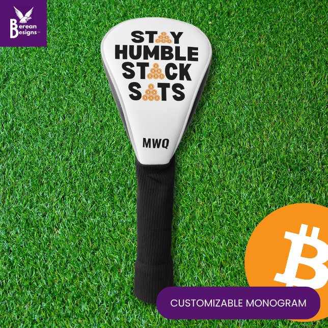 Bitcoin STAY HUMBLE STACK SATS Crypto Golf Head Cover (Fun STAY HUMBLE STACK SATS Bitcoin Crypto Golf Head Cover with CUSTOMIZABLE TEXT Gift for Golfers)