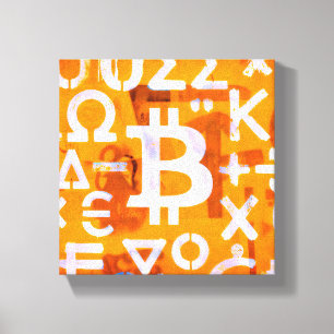 Bitcoin Street Art (Orange Painting No. 6) Canvas Print