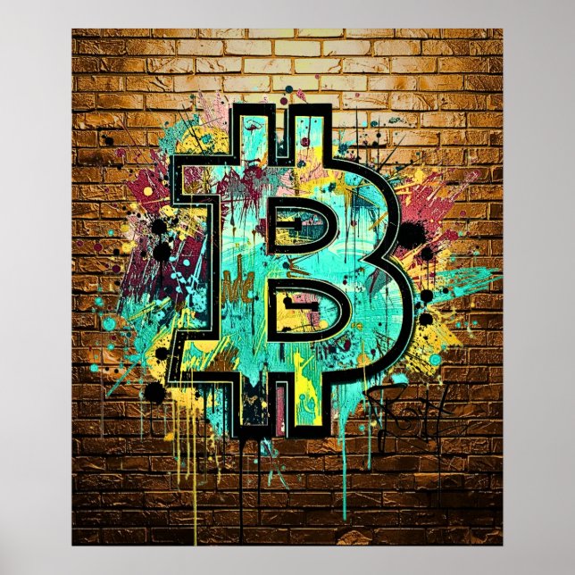 Bitcoin Street Art Poster – Colorful Graffiti Desi (Front)