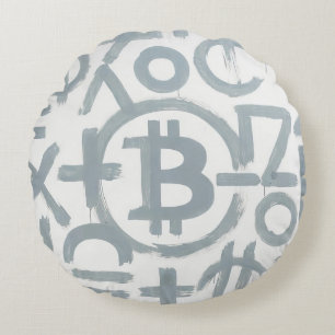 Bitcoin Street Art (White Painting No. 2) Round Cushion