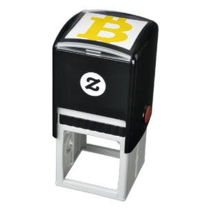 Bitcoin symbol, self-inking stamp