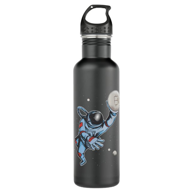 Bitcoin to the moon Astronaut 710 Ml Water Bottle (Front)