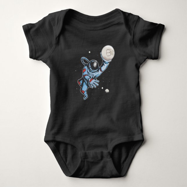 Bitcoin to the moon Astronaut Baby Bodysuit (Front)