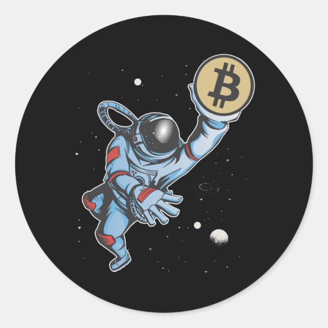 Bitcoin to the moon Astronaut Classic Round Sticker (Front)
