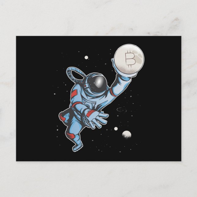 Bitcoin to the moon Astronaut Postcard (Front)