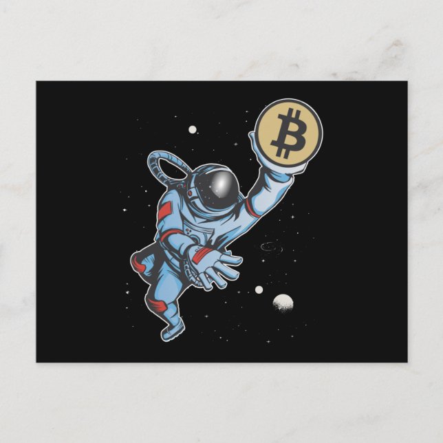 Bitcoin to the moon Astronaut Postcard (Front)