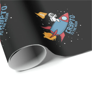 Bitcoin to The Moon Crypto Hype Wrapping Paper
