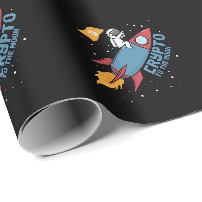 Bitcoin to The Moon Crypto Hype Wrapping Paper (Roll Corner)