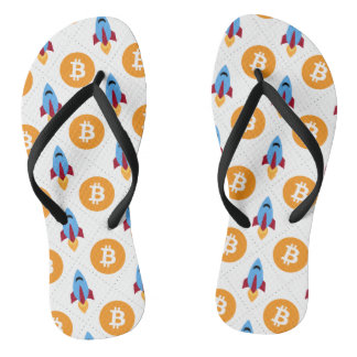 Bitcoin To The Moon rocket Pattern Jandals