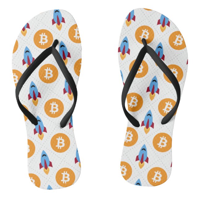 Bitcoin To The Moon rocket Pattern Jandals (Footbed)