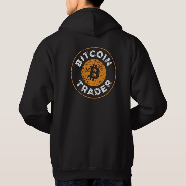 Bitcoin Trader Grunge Text Circle Line Backprint Hoodie (Back)