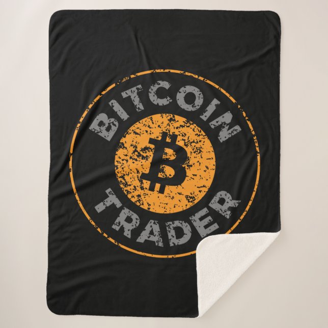 Bitcoin Trader Grunge Text Circle Outline Black Sherpa Blanket (Front)
