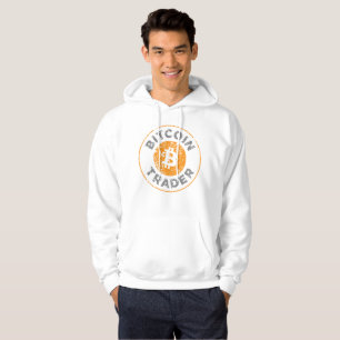 Bitcoin Trader Grunge Text Circle Outline White Hoodie