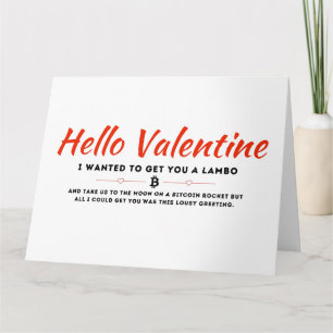 Bitcoin Valentine Funny Crypto Lambo & Moon Design Card
