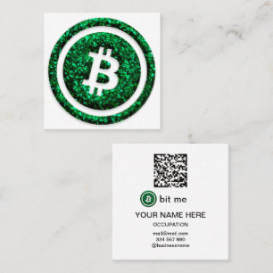 Bitcoin Wallet QR Code Bit Me Logo Square Business Card