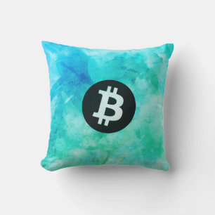 Bitcoin Watercolor (Style 3 - Beach Life) Cushion