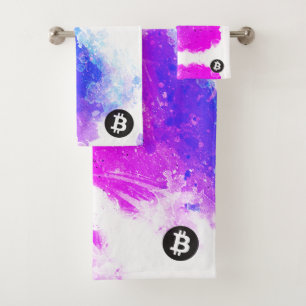 Bitcoin Watercolor (Style 6 - Miami Beach) Bath Towel Set