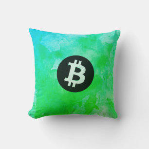 Bitcoin Watercolor (Style $ - Green Day) Cushion