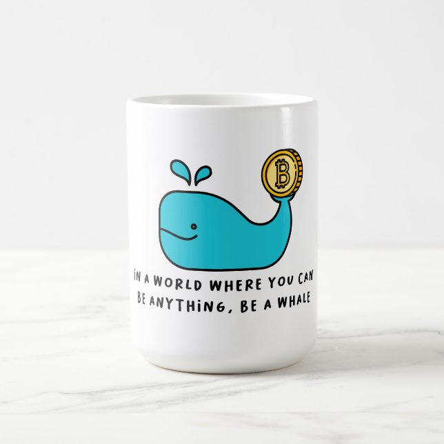 Bitcoin Whale Funny Crypto Investor Cartoon Design Coffee Mug (Center)