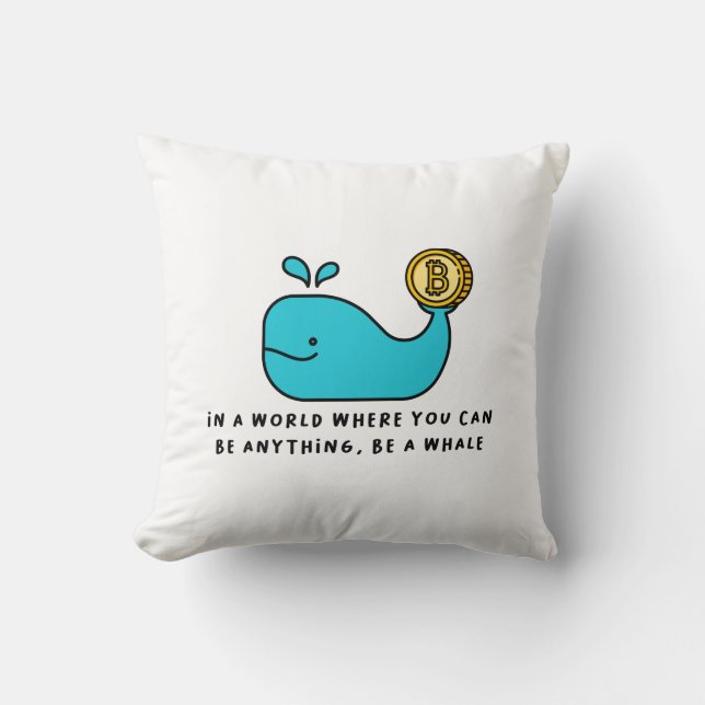 Bitcoin Whale Funny Crypto Investor Cartoon Design Cushion (Front)