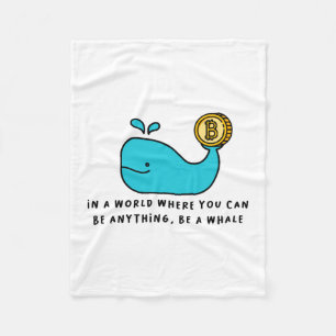 Bitcoin Whale Funny Crypto Investor Cartoon Design Fleece Blanket