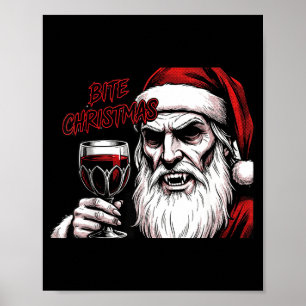 Bite Christmas Vamre Santa Claus Vintage Comic Boo Poster