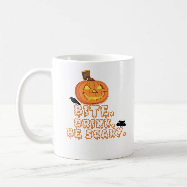 Bite Drink Be Scary Halloween Coffee Mug (Left)