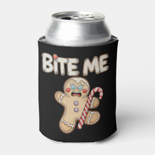 Bite Me Angry Christmas Gingerbread Xmas Holiday Can Cooler