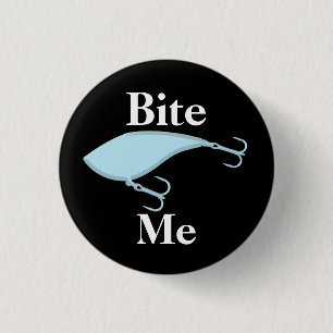 Bite Me Baby Blue Fishing Lure 3 Cm Round Badge
