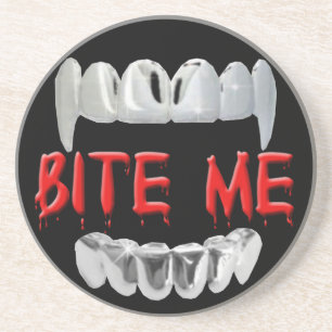 Bite Me Blood And Teeth Coaster