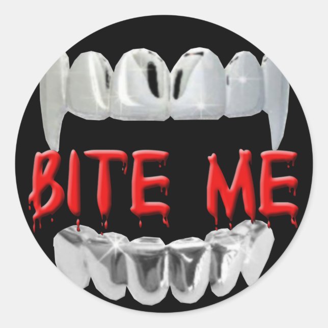 Bite Me Blood And Teeth Stickers (Front)