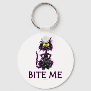 Bite Me! Cat Gift Designs Key Ring