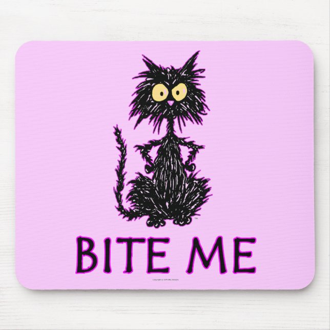 Bite Me! Cat Gift Designs Mouse Pad (Front)