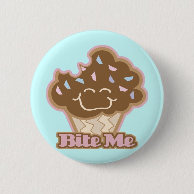 bite me chocolate cupcake 6 cm round badge (Front)