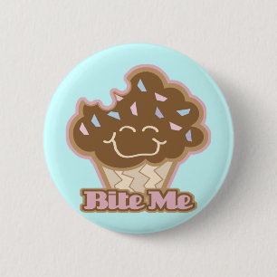 bite me chocolate cupcake 6 cm round badge