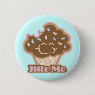 bite me chocolate cupcake 6 cm round badge