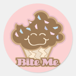 bite me chocolate cupcake classic round sticker