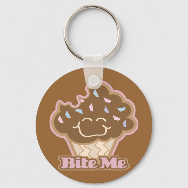 bite me chocolate cupcake key ring (Front)