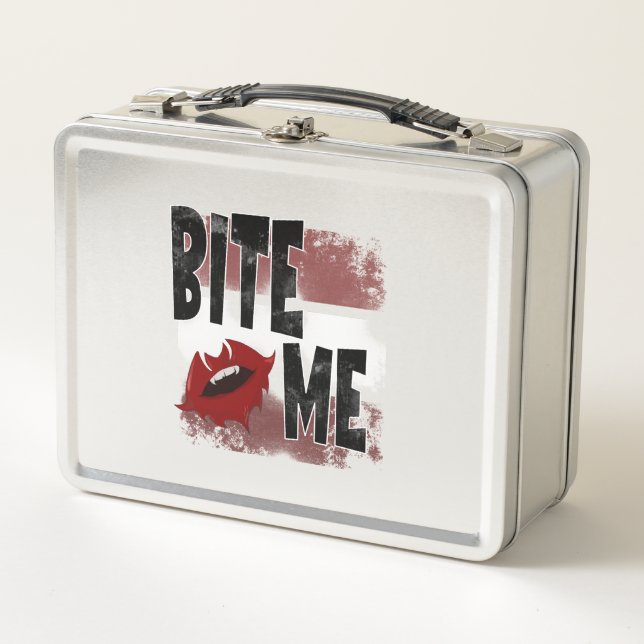 Bite me - Cool Quote - Halloween - Bat Metal Lunch Box (Front)