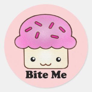 Bite Me Cupcake Classic Round Sticker