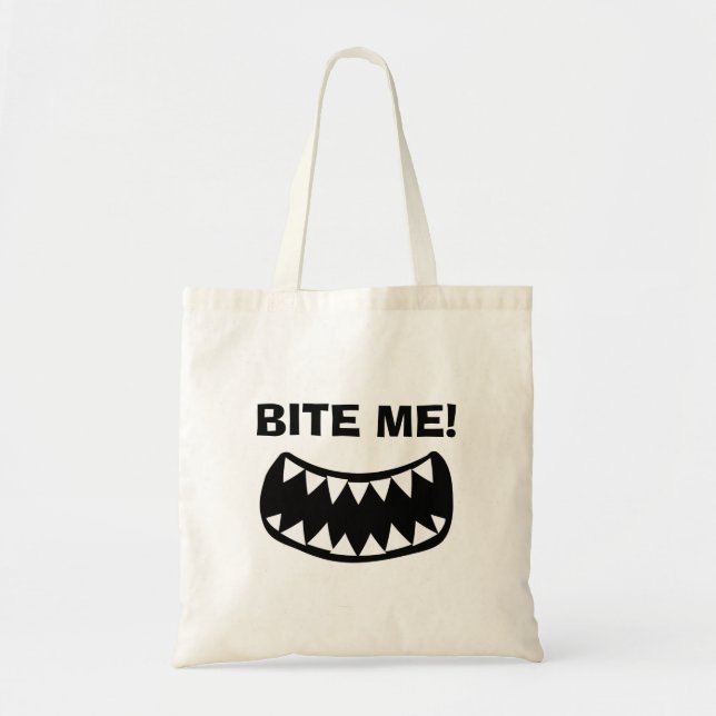 Bite Me! funny canvas Tote Bag (Front)