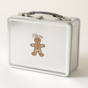 Bite Me Gingerbread Funny Cookie Christmas Thanksg Metal Lunch Box
