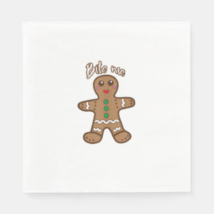 Bite Me Gingerbread Funny Cookie Christmas Thanksg Napkin