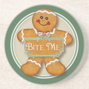 Bite Me Gingerbread Man Coaster